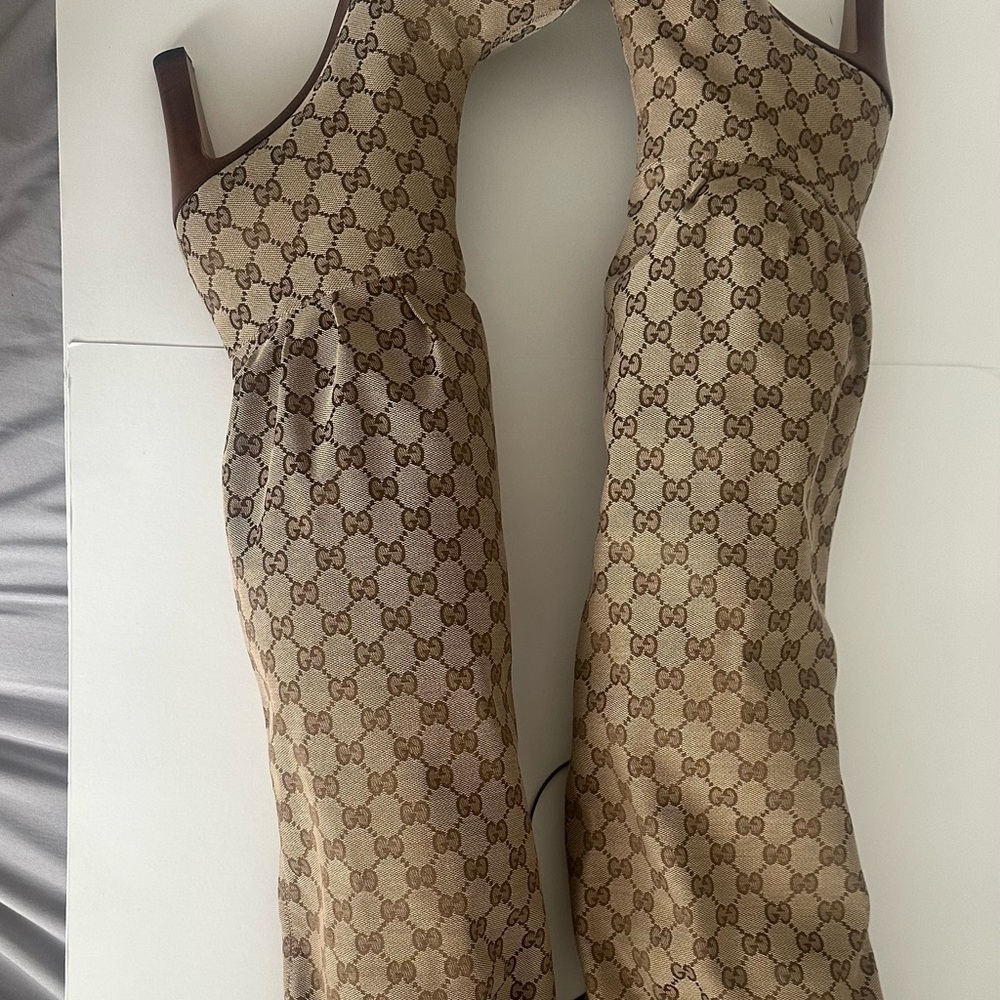 Gucci Beige and Brown Over the Knee Boots